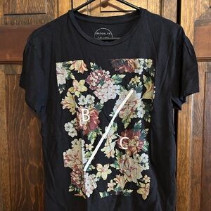 Brooklyn Calling Floral Graphic Black T-Shirt